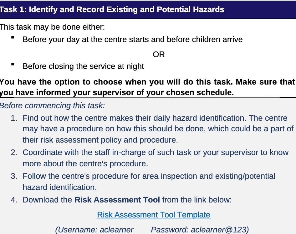  ask 1: Identify and Record Existing and Potential Hazards This task