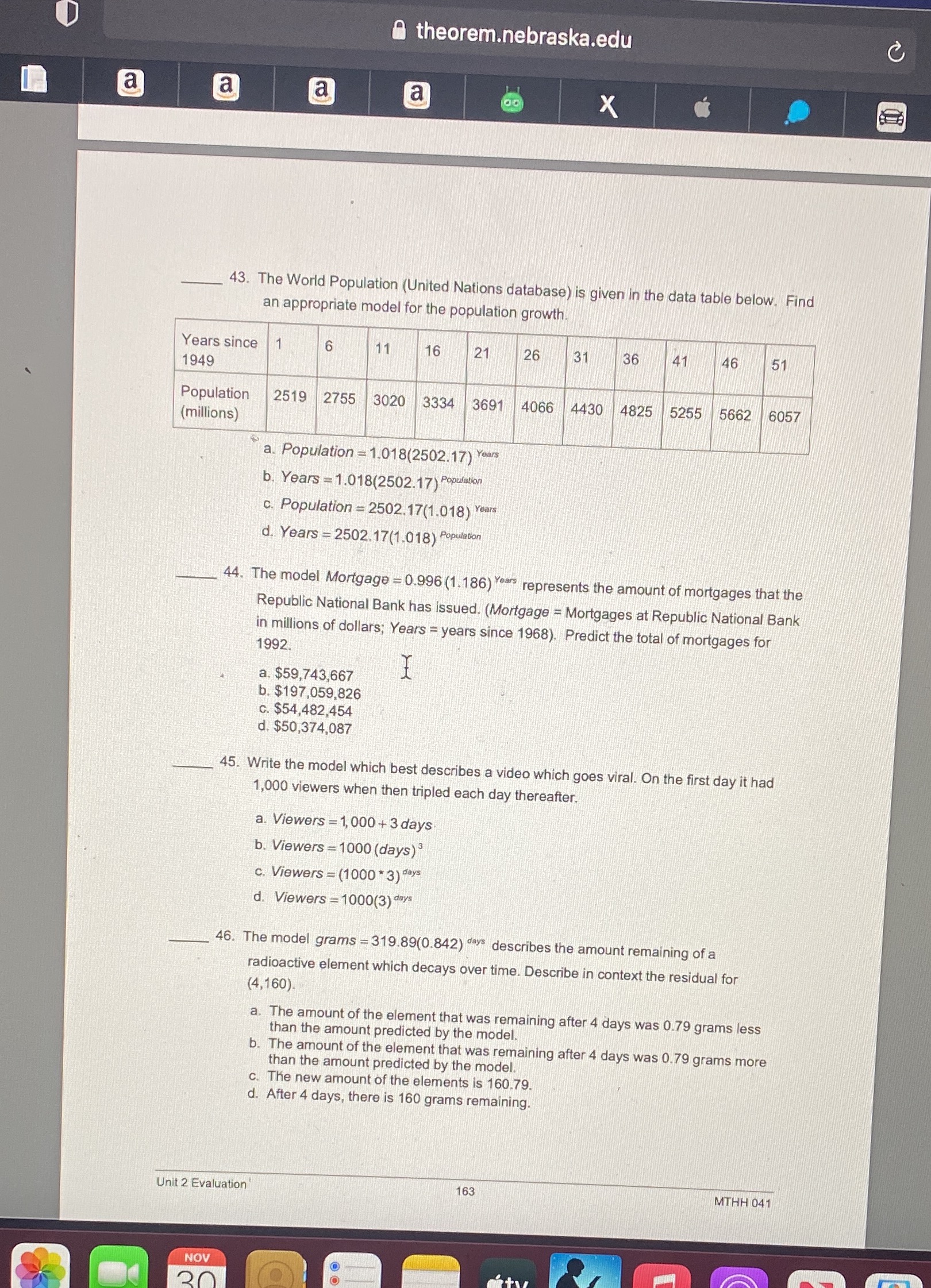  theorem.nebraska.edu C a a a a X 43. The World Population