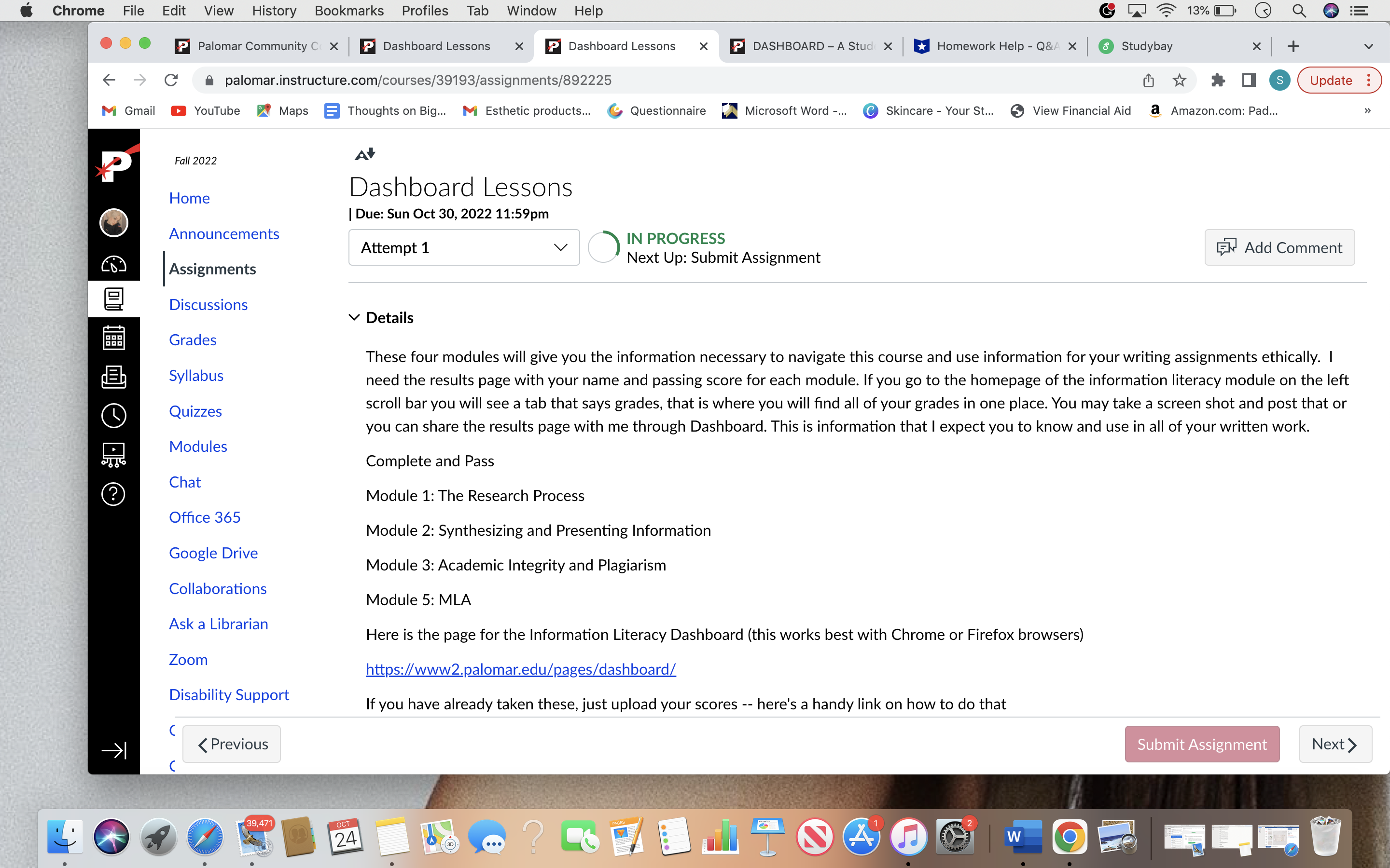 modules ? Chrome File Edit View History Bookmarks Profiles Tab Window Help