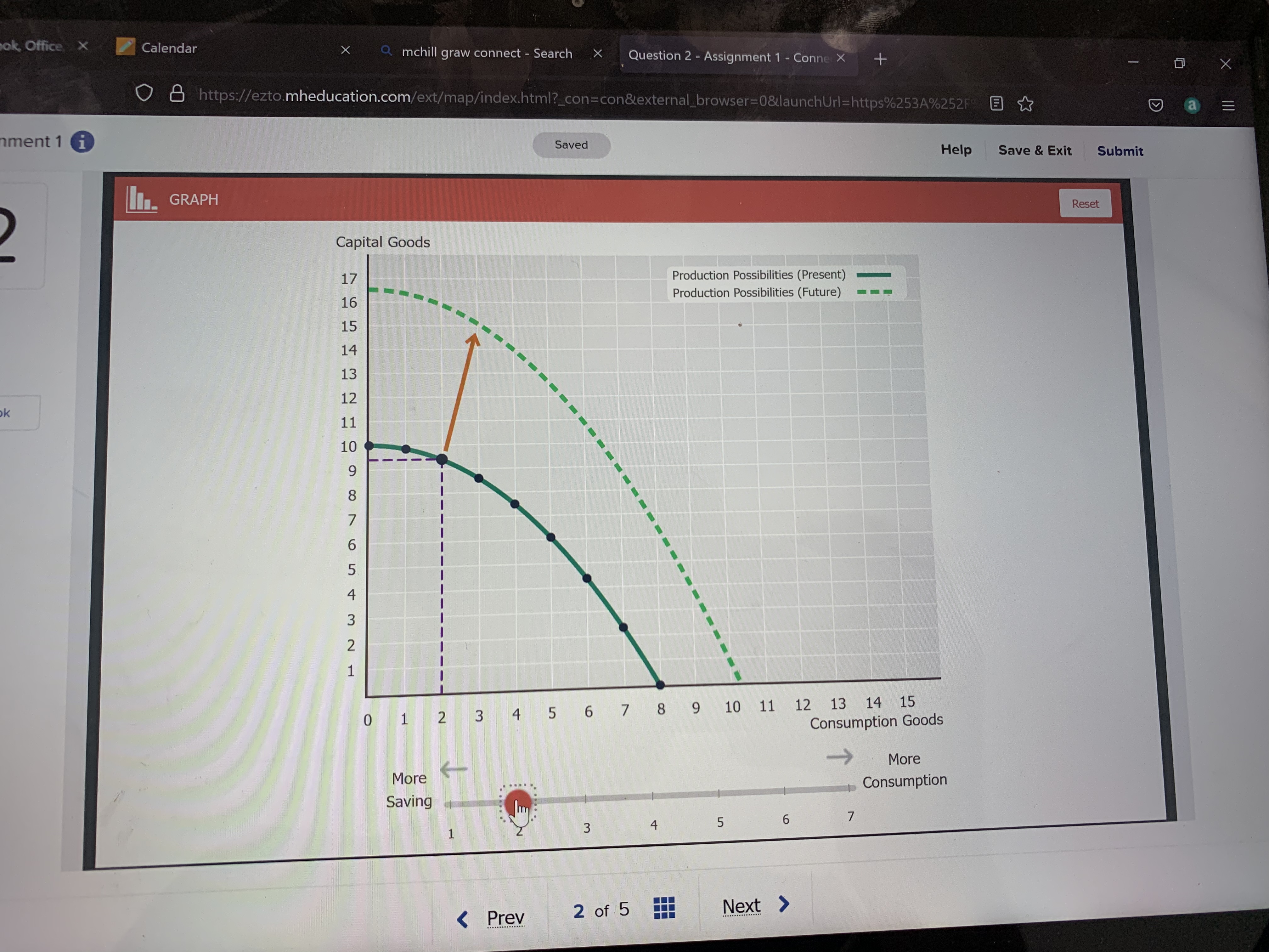 Exit Submit In. GRAPH Reset Capital Goods 17 Production Possibilities (Present) 16