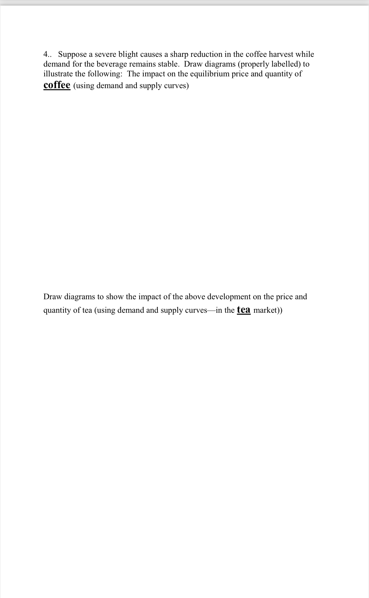 4.. Suppose a severe blight causes a sharp reduction in the