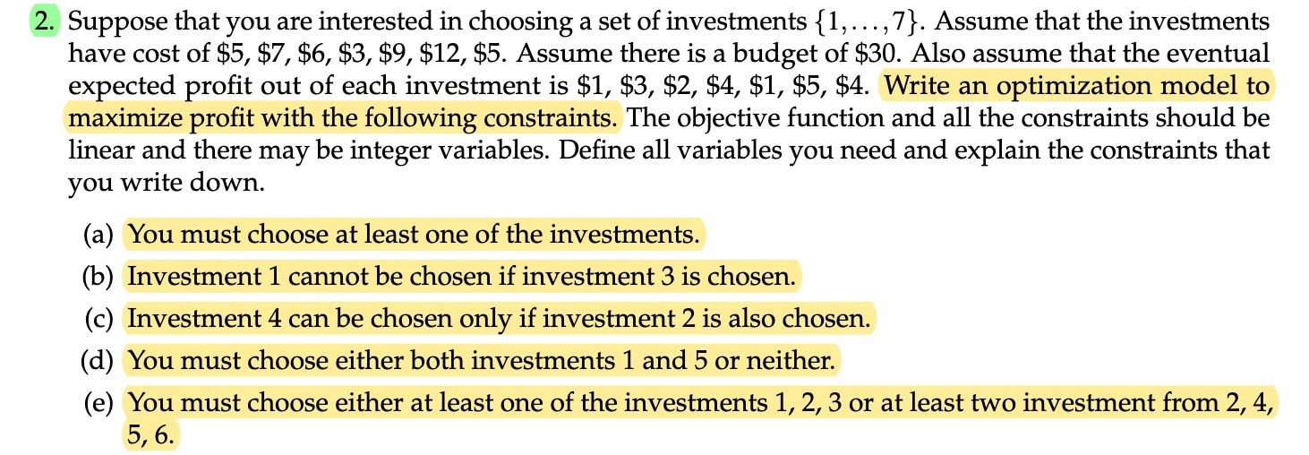  . Suppose that you are interested in choosing a set of