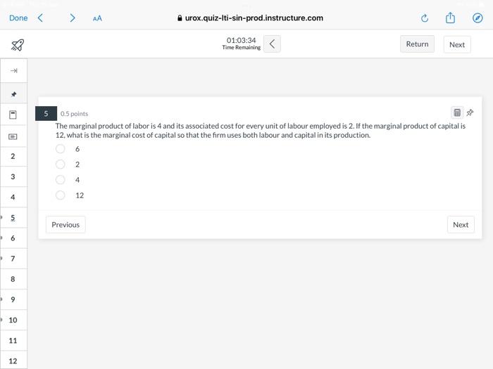 Next The marginal product Of labor is 4 and associated COSt for
