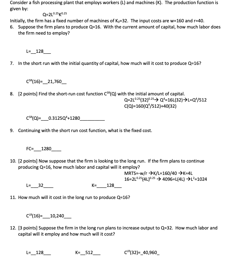  Consider a sh processing plant that employs workers {L} and machines