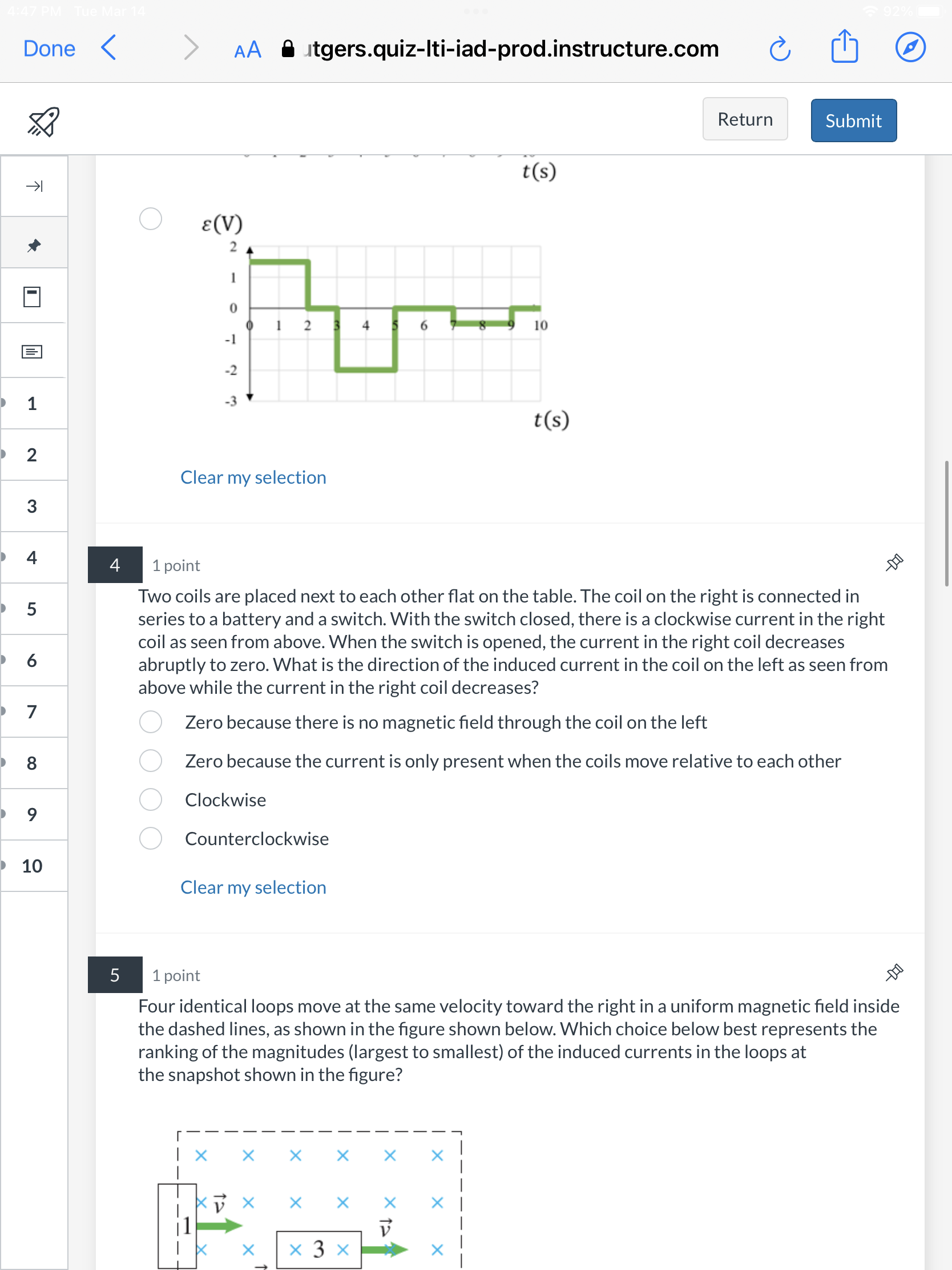 the surface of the loop is initially parallel to the magnetic field.