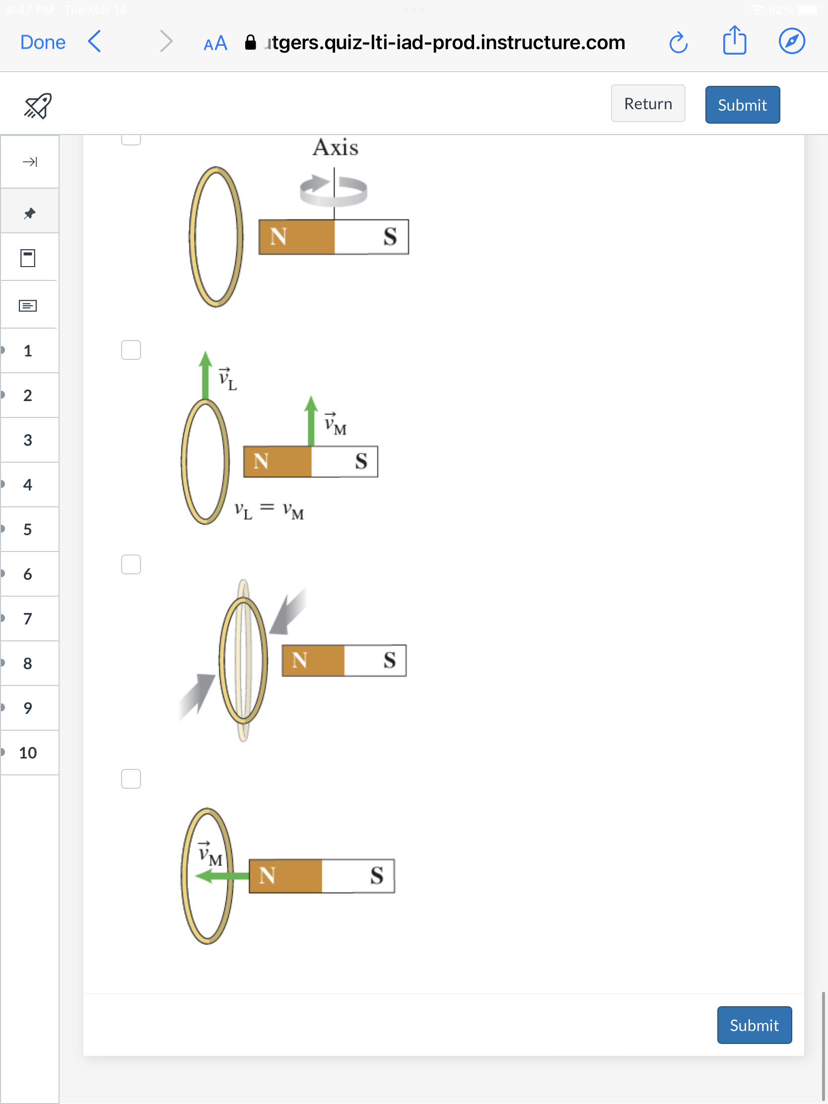 degrees. Which of the following graphs correctly represents the magnetic flux through