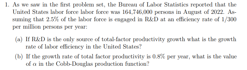 1. As we saw in the first problem set, the Bureau