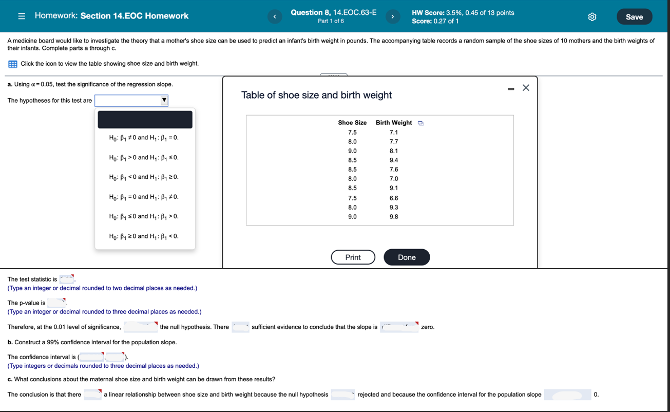 table shows these data for a random sample of nine students. Complete