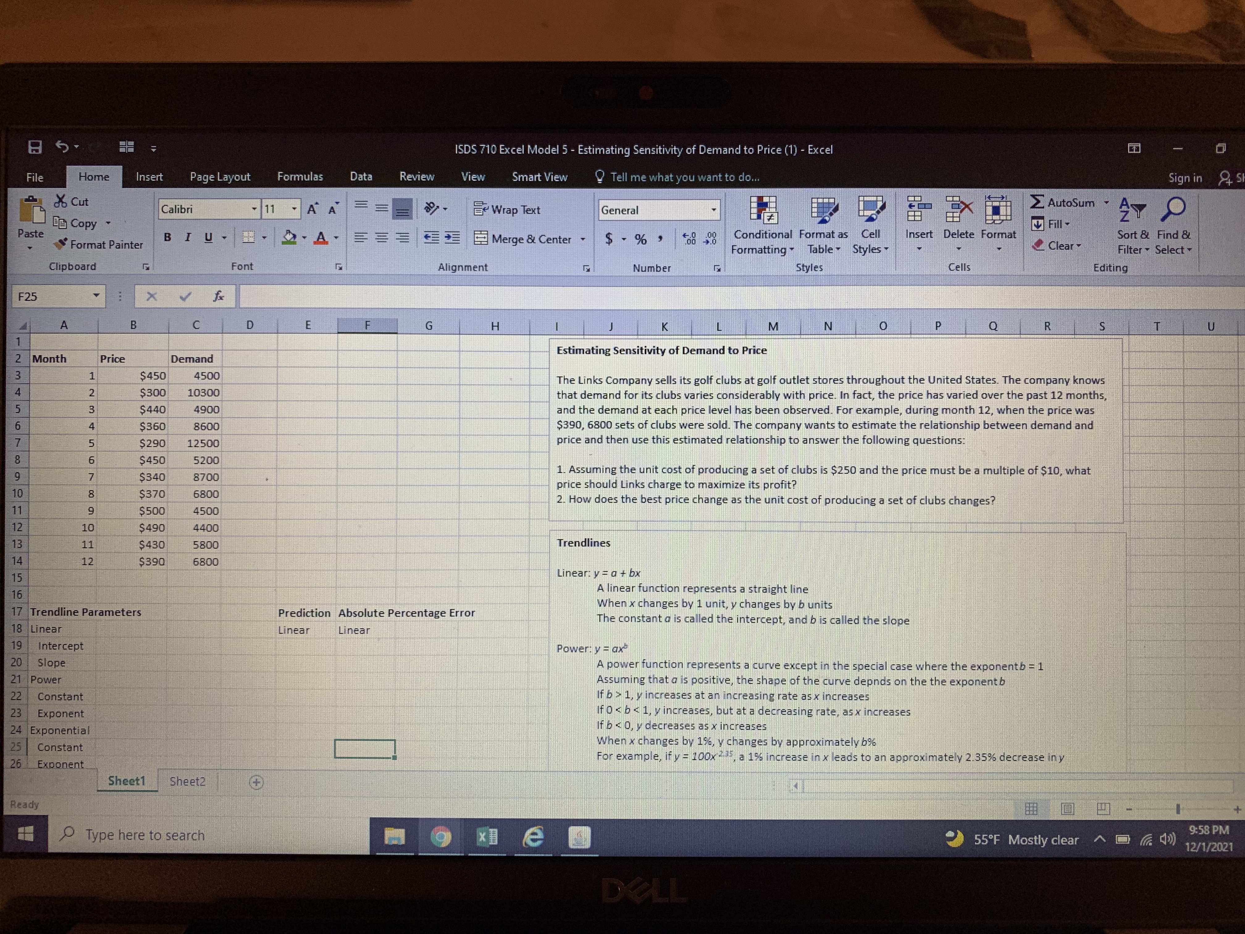 Question 2. Calculate the mean absolute percentage errors for power and exponential