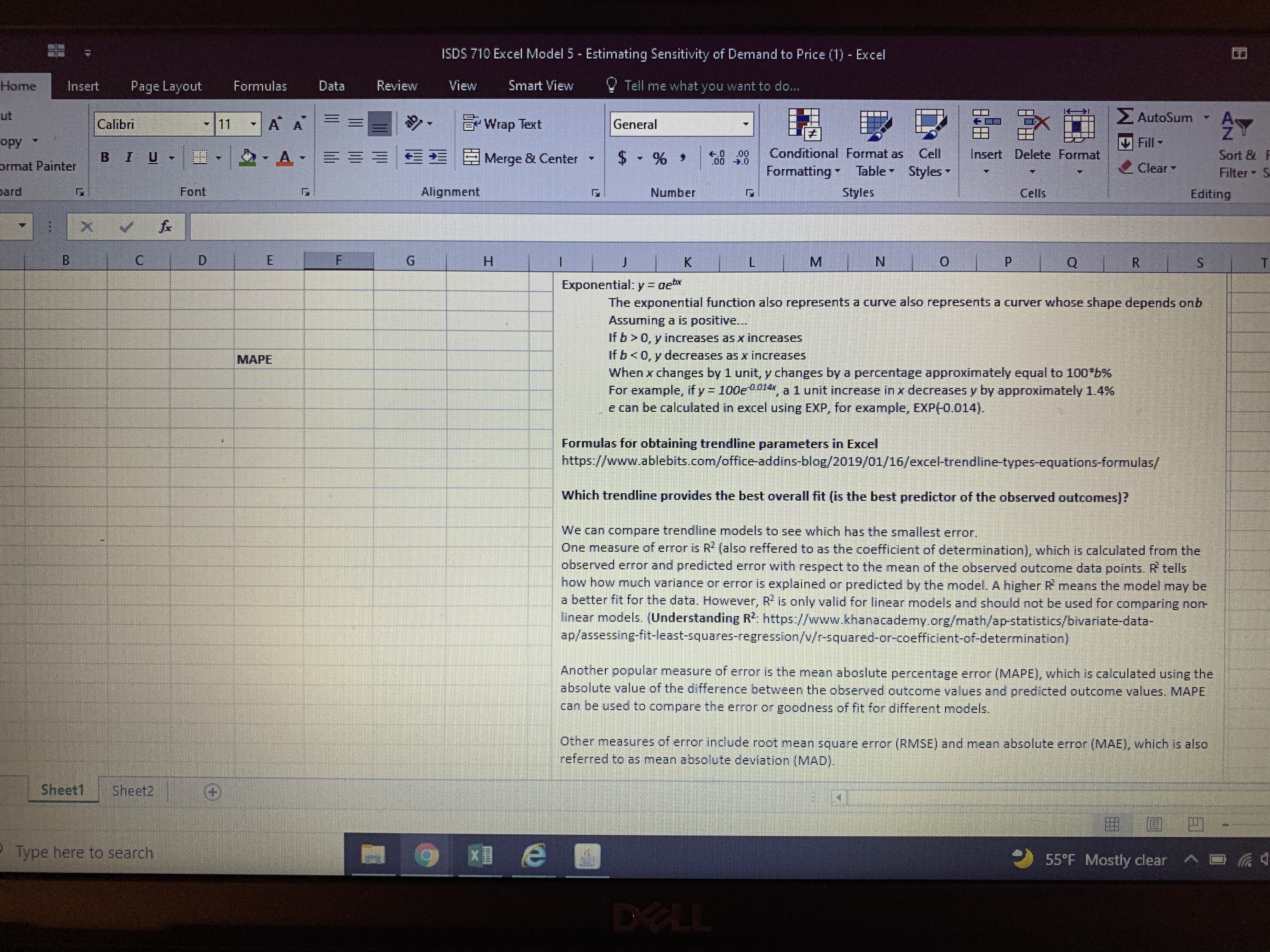 curves. Which of the three models, linear, power, or exponential, best fits