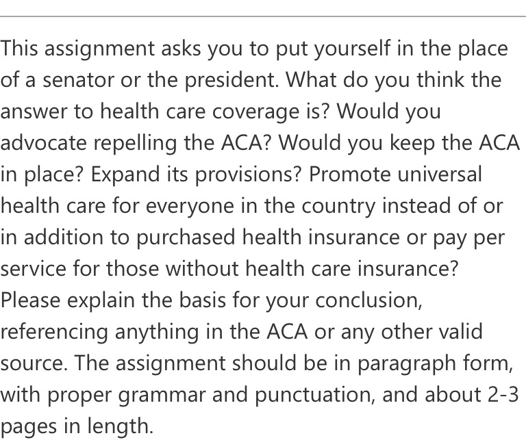 This assignment asks you to put yourself in the place of