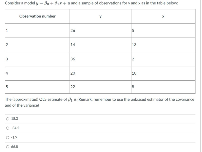 Considera model 3; = g + ,613: + cu. and a