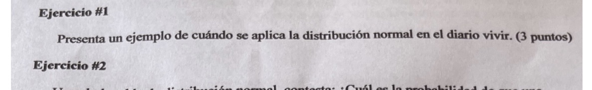 #1 Ejercicio #1 Presenta un ejemplo de cuando se aplica la distribucion