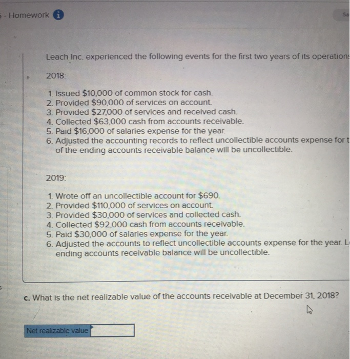 year. Leach estimates that 8 percent of the ending accounts receivable balance