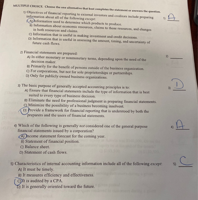  MULTIPLE CHOICE. Choose the one alternative that best completes the statement