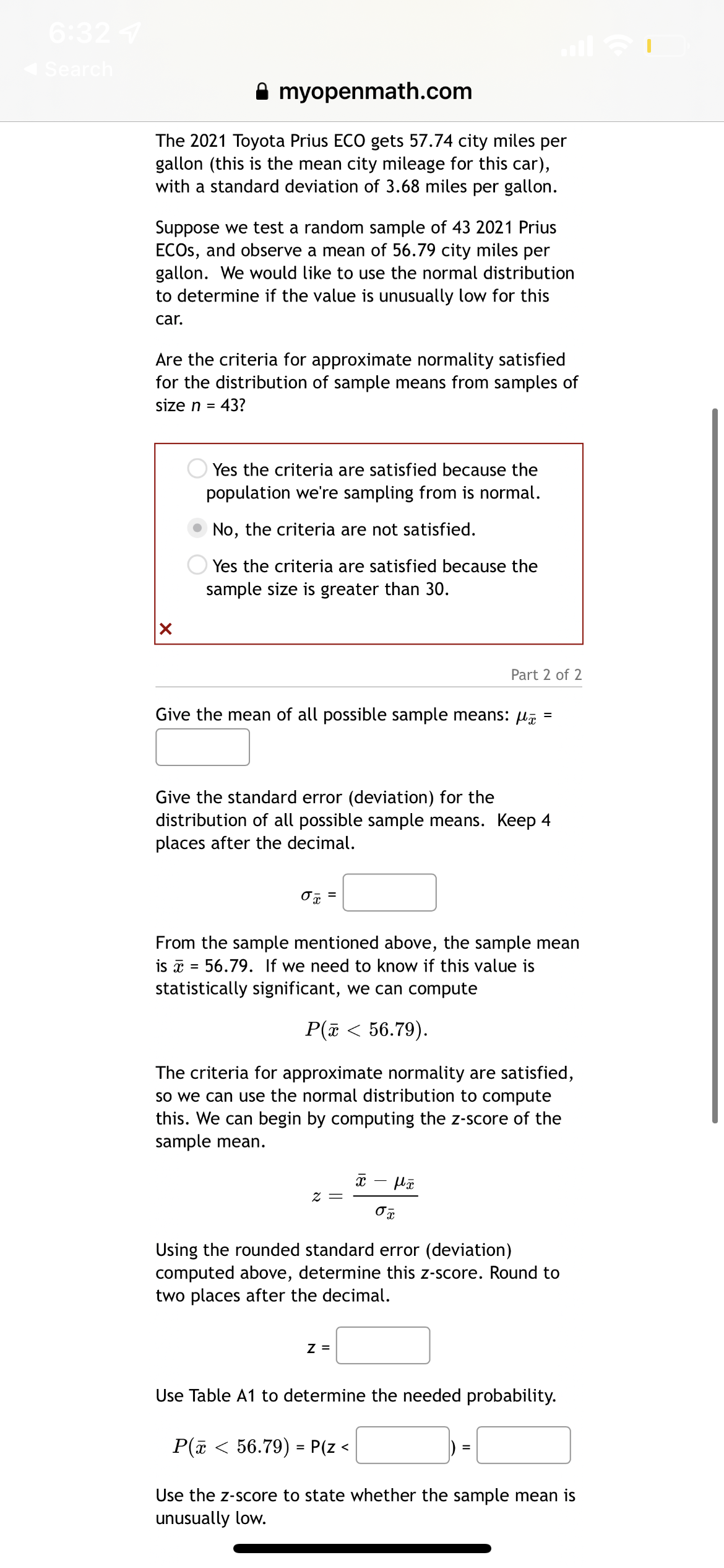 than or equal to 2, the sample mean is unusual. Another way
