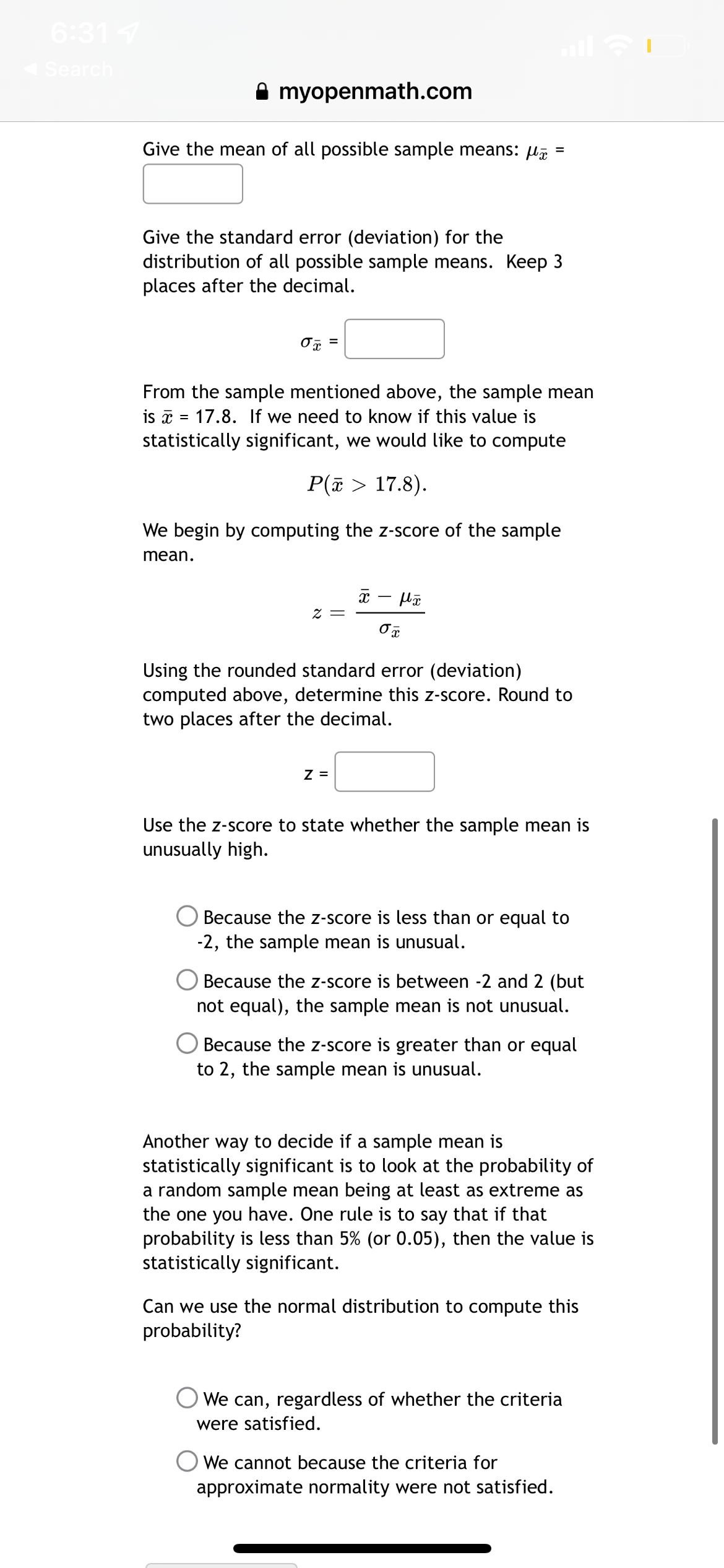 to decide if a sample mean is statistically significant is to look