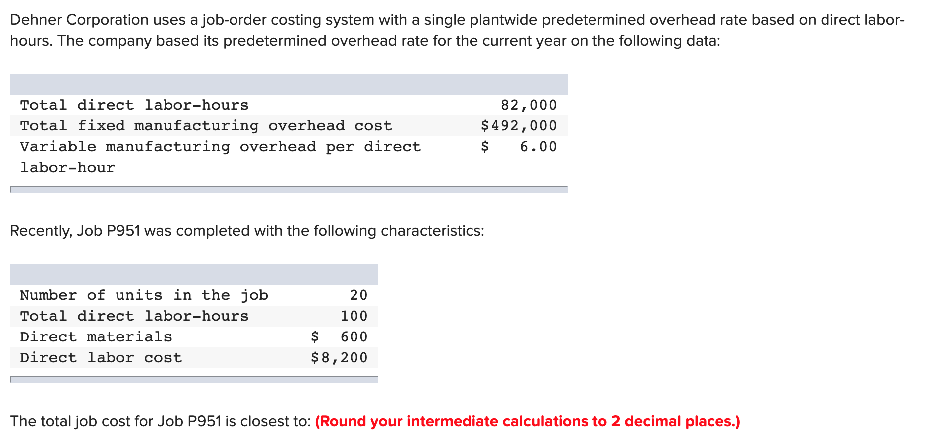 Corporation uses a job-order costing system with a single plantwide predetermined overhead