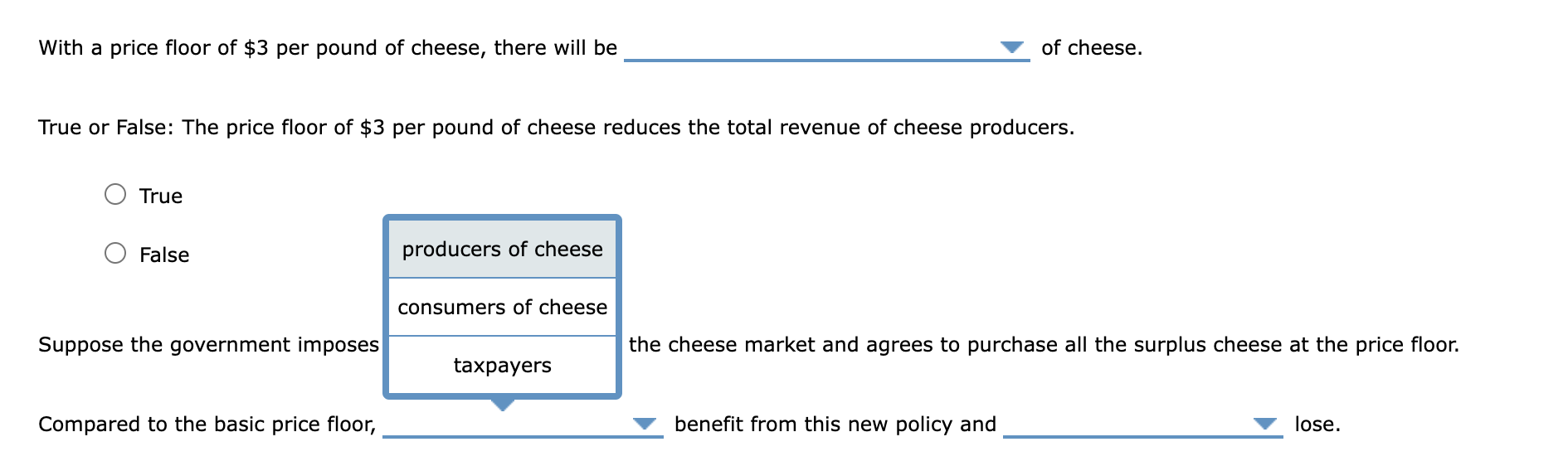 $3 per pound in the cheese market. A price floor of $3