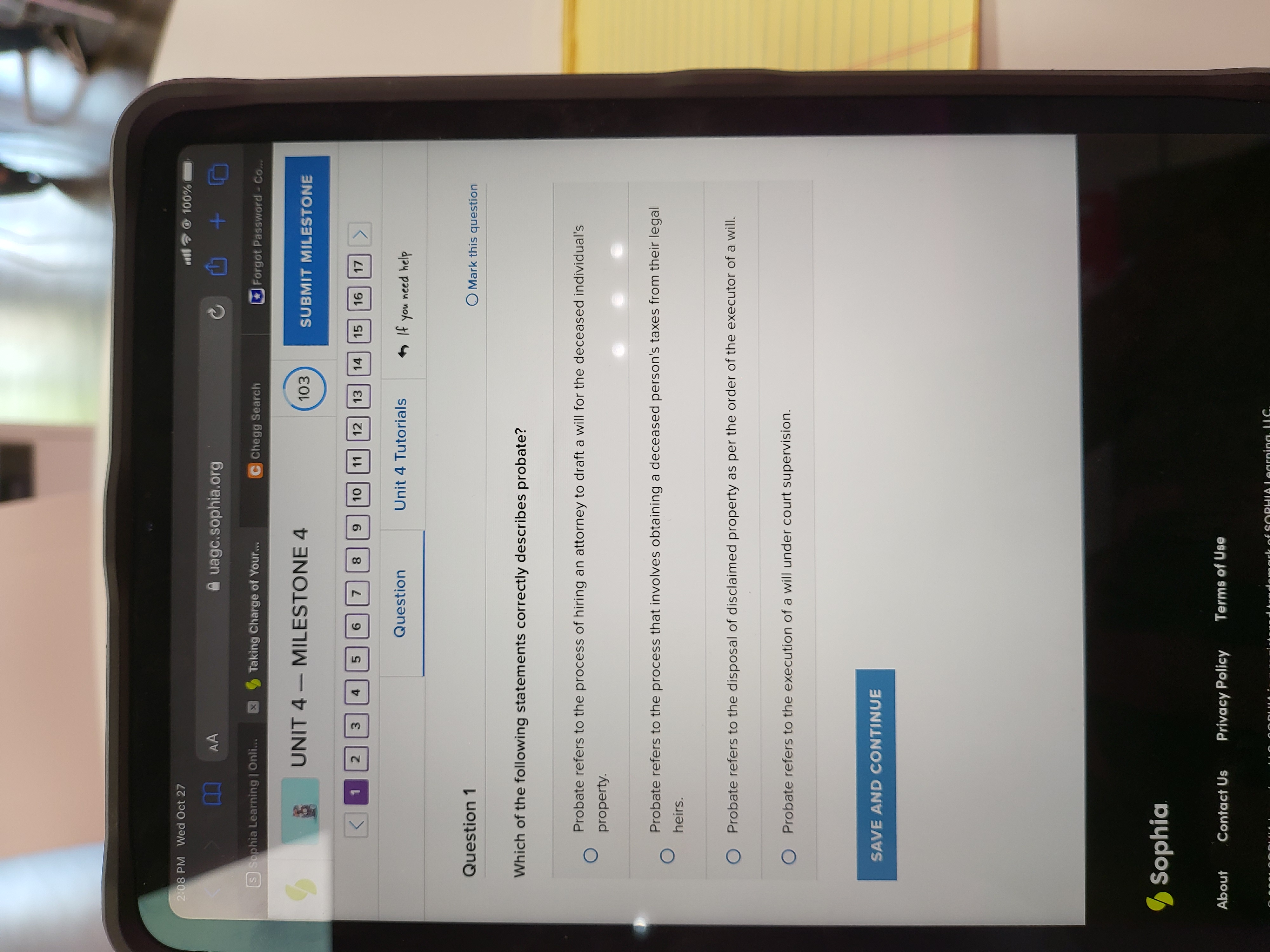 This is the question , 08 PM Wed Oct 27 will @