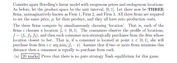 Please help me with this question Consider again Hotelling's linear model with