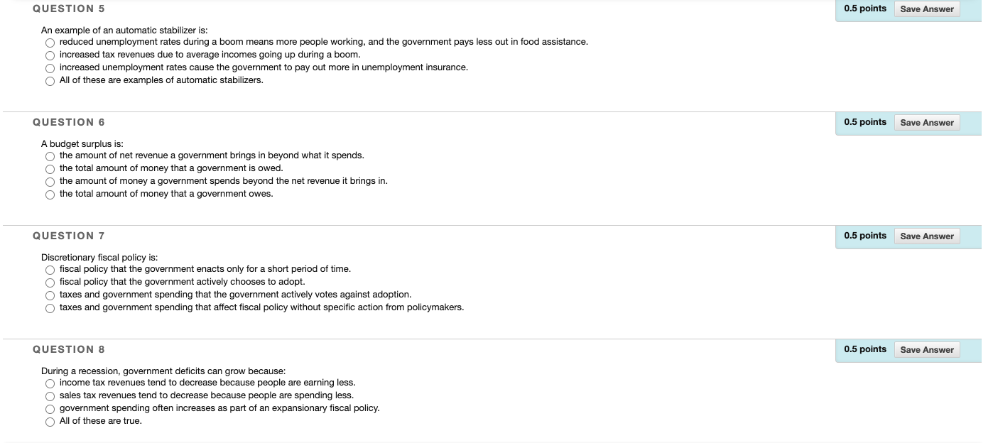 QUESTION 5 0.5 points Save Answer An example of an automatic