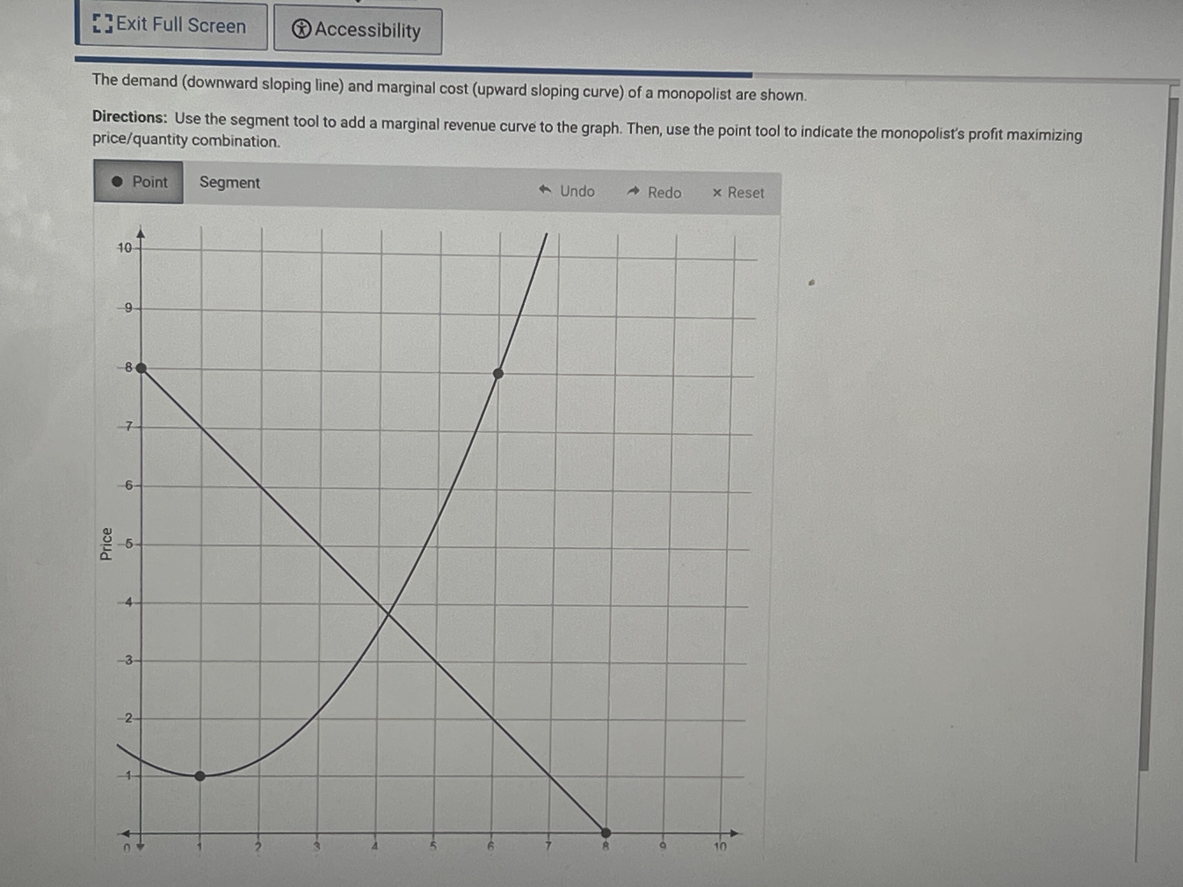 [} Exit Full Screen Accessibility The demand (downward sloping line) and