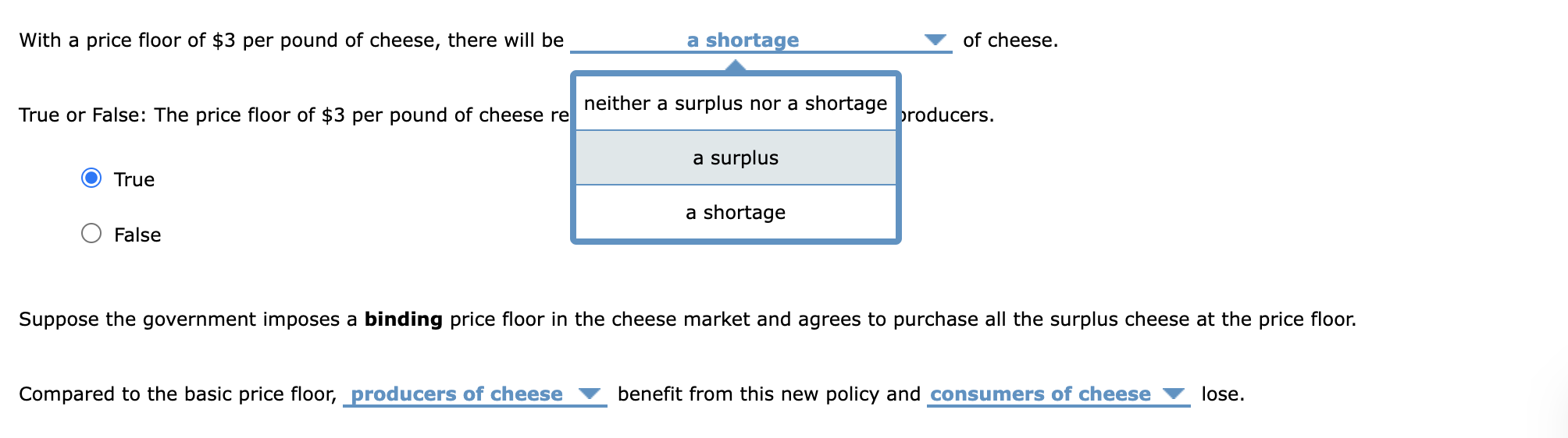 $3 per pound in the cheese market. A price floor of $3