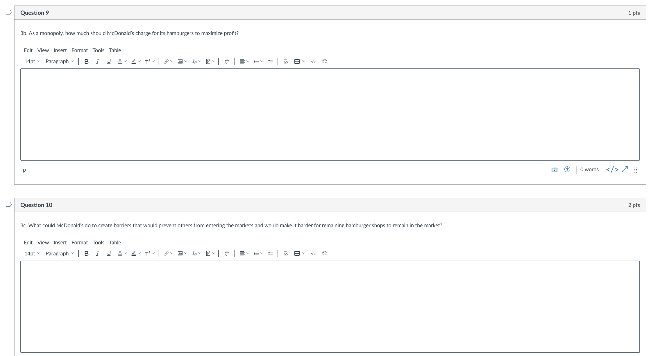 and 3d: The McDonald's table shows information you found out about McDonald's