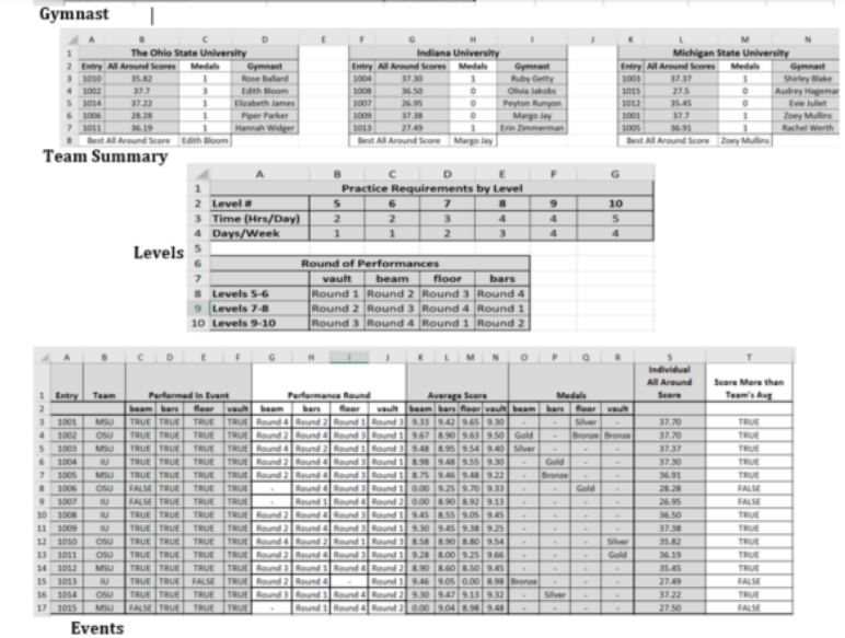 Number Average 1 Number Gymnast Team Class Rank Level Hours of Events