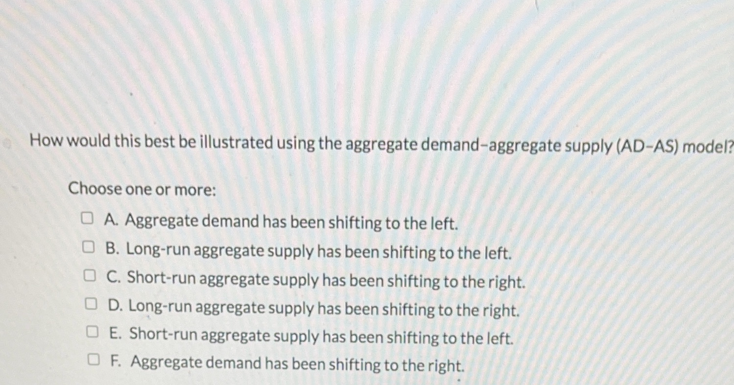 How would this best be illustrated using the aggregate demand-aggregate supply