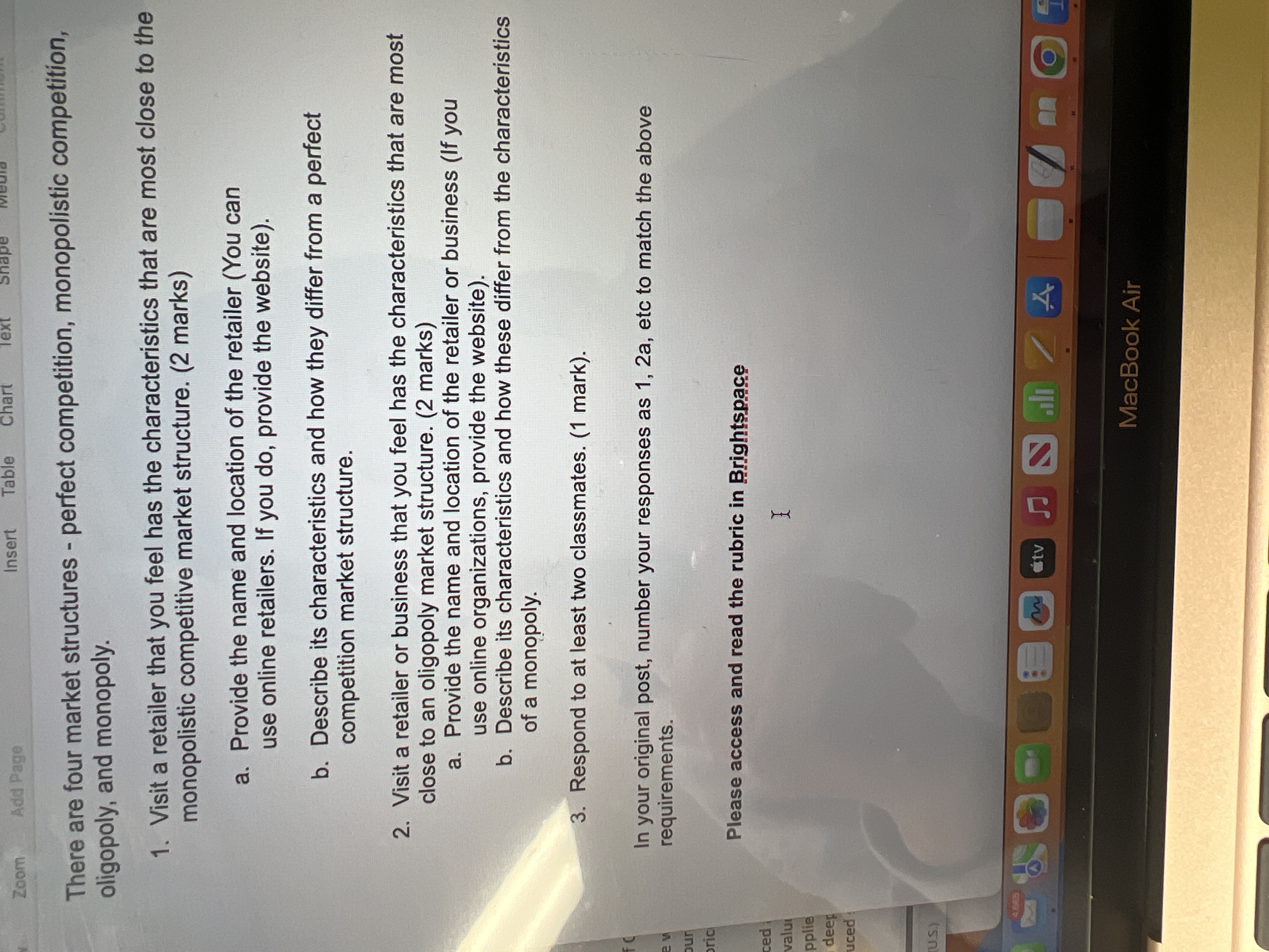 Zoom Add Page Insert Table Chart Text There are four market