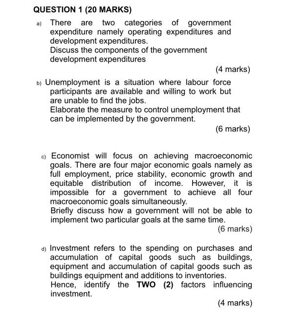 solve with in 30 min QUESTION 1 (20 MARKS) a) There are