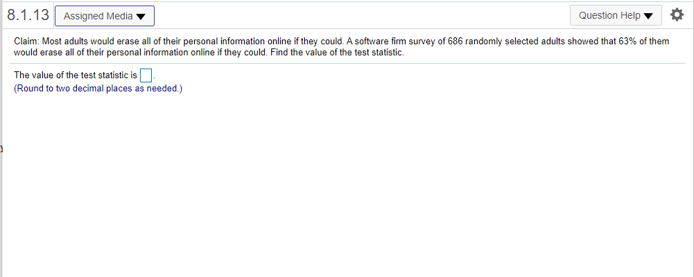 remaining Clear All Check Answer8.1.5 Assigned Media Question Help Claim: A minority