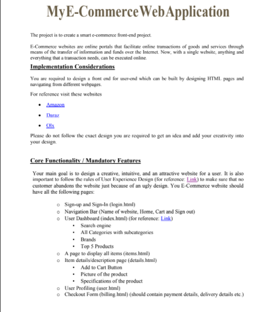  MyE-Commerce WebApplication The project is to create a smart e-commerce front-end