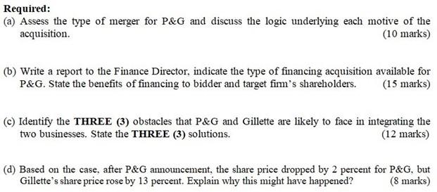 Answer All Questions Case Study: Procter & Gamble Acquires Gillette Procter &