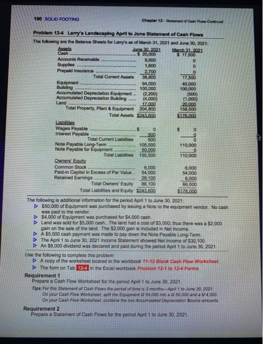  190 SOLID FOOTING Chapter 12 - Stochows Contre Problem 12-4 Larry's