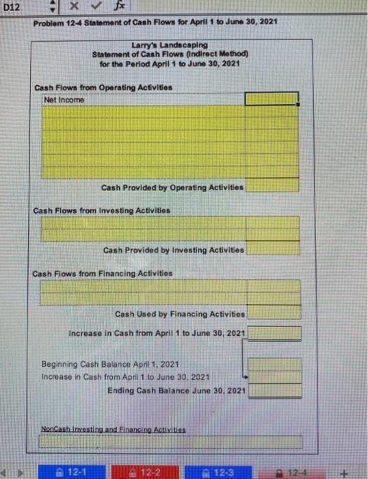 Landecaping April to June Statement of Cash Flows The following are the