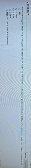  Moving to another question will save this response. estion 7 Kenneth