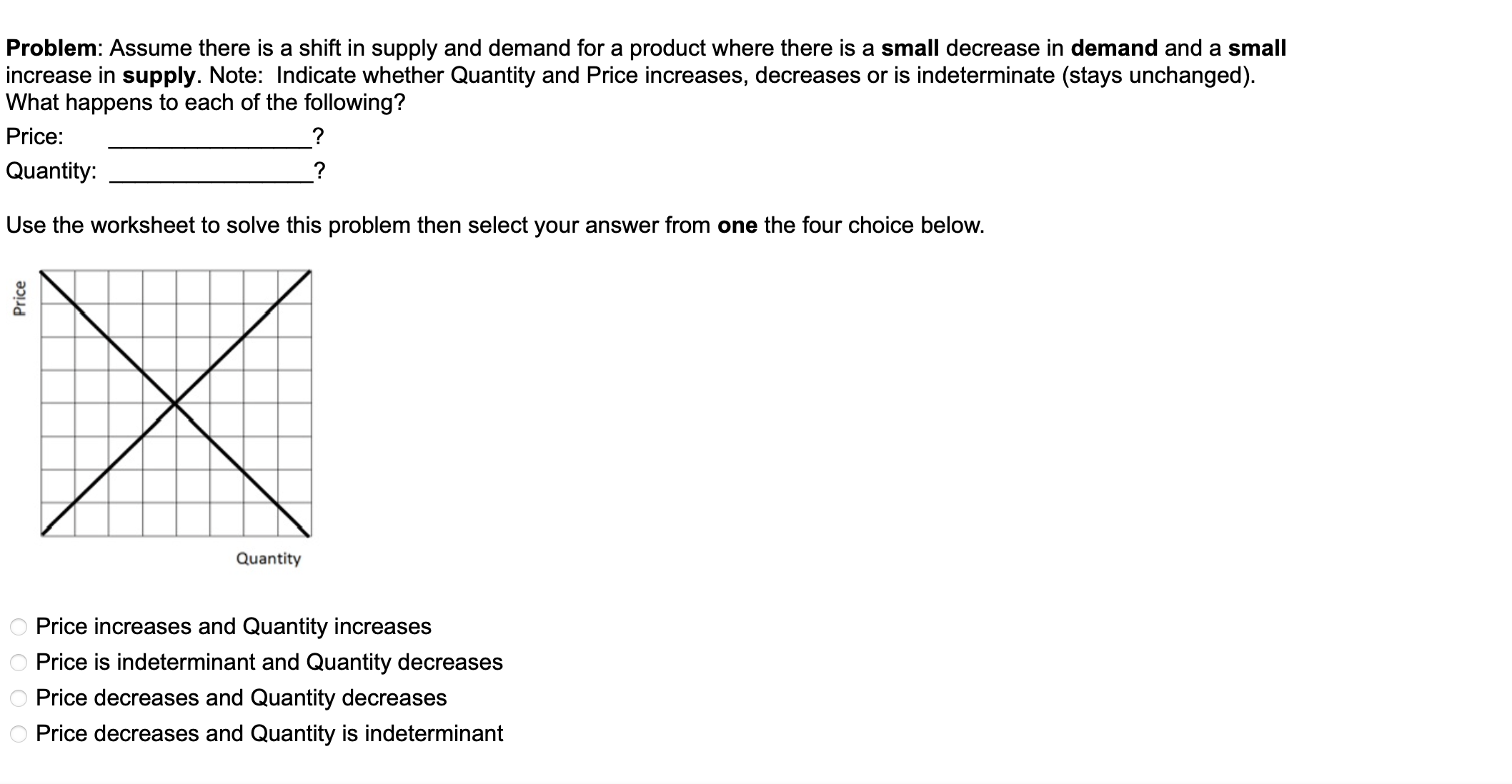 supply and demand for a product where there is a large decrease