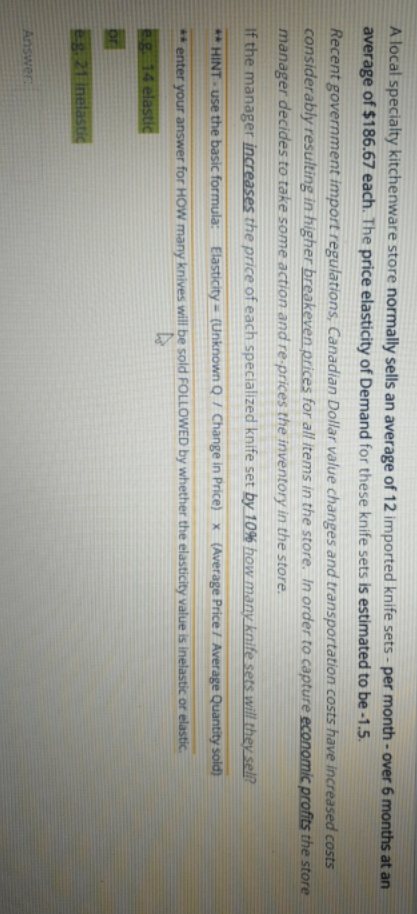 i need answer1 A local specialty kitchenware store normally sells an average