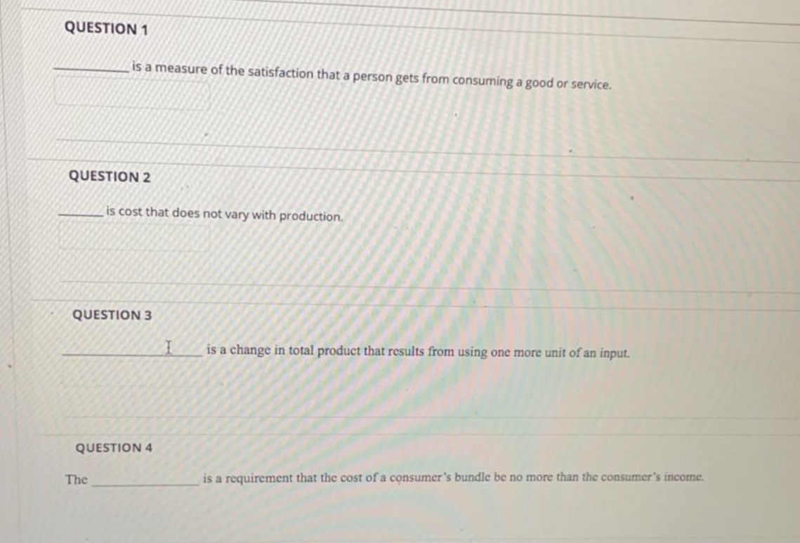 Needed help on these questions QUESTION 1 is a measure of the