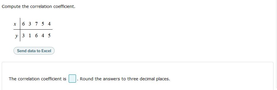 please help Compute the correlation coefficient. X 6 3 7 5 4