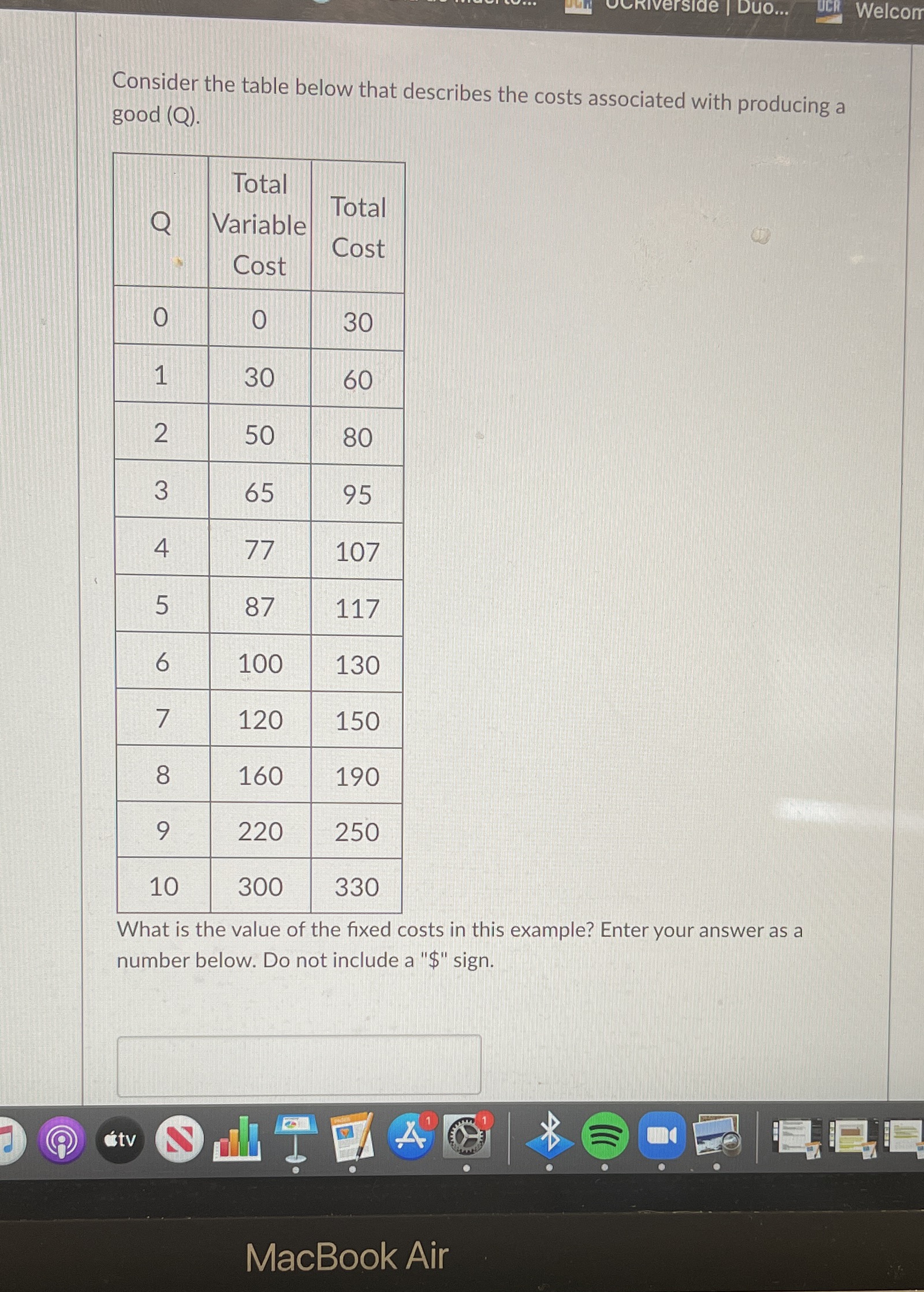  Riverside | Duo... UCK Welcon Consider the table below that describes