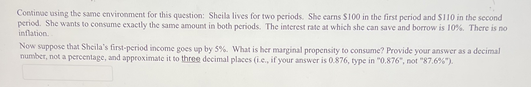 Continue using the same environment for this question: Sheila lives for