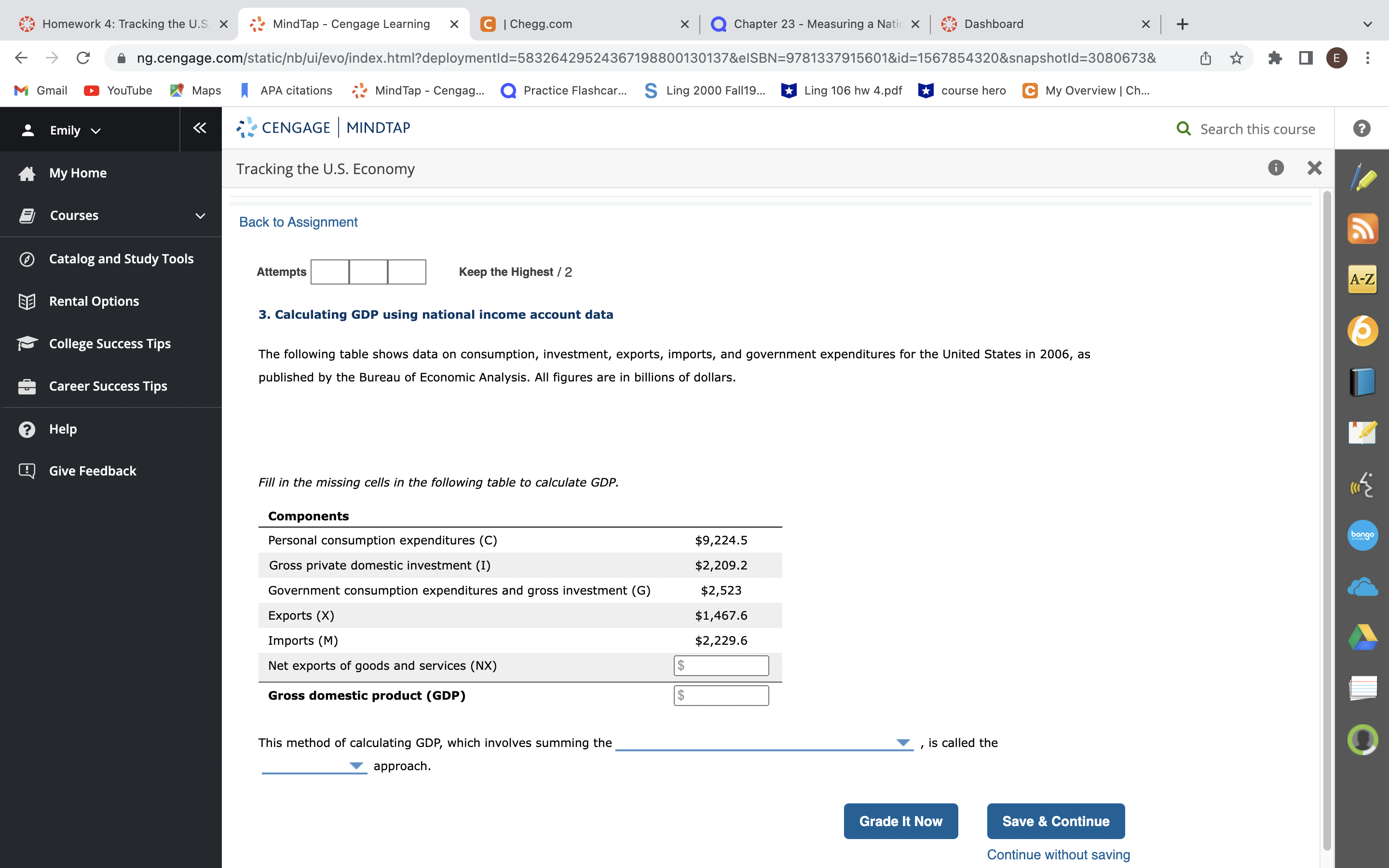  Homework 4: Tracking the U.S. X MindTap - Cengage Learning X