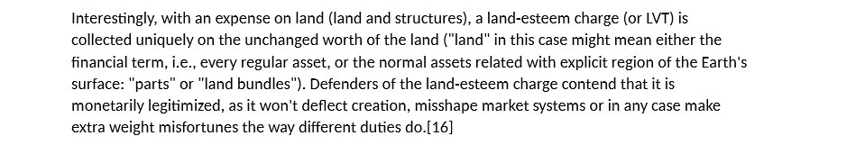  Interestingly, with an expense on land (land and structures), a land-esteem