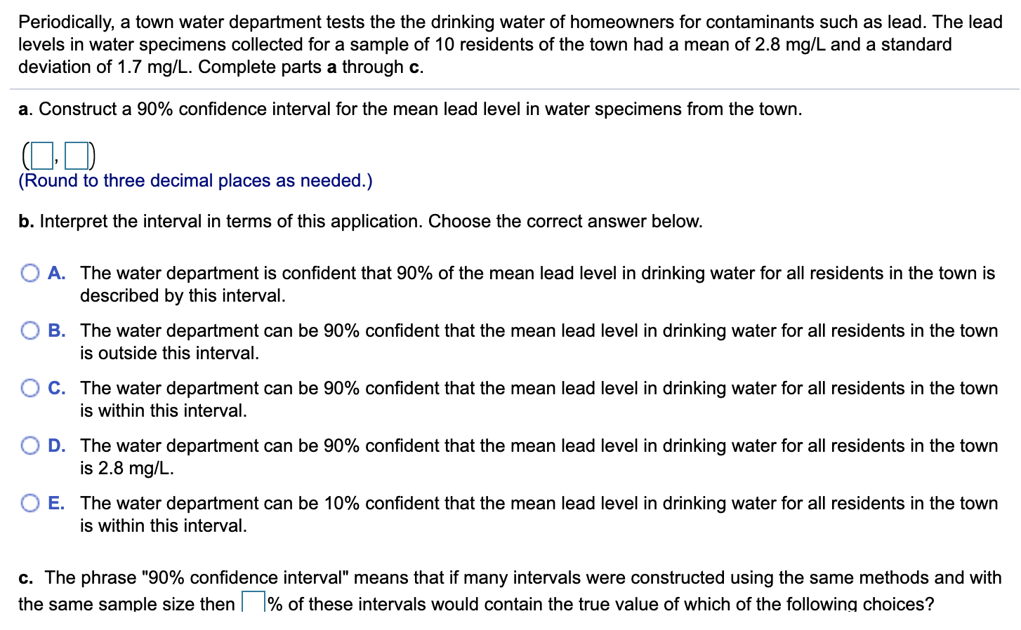1 - a = 0.95, n = 43 e. 1 - a