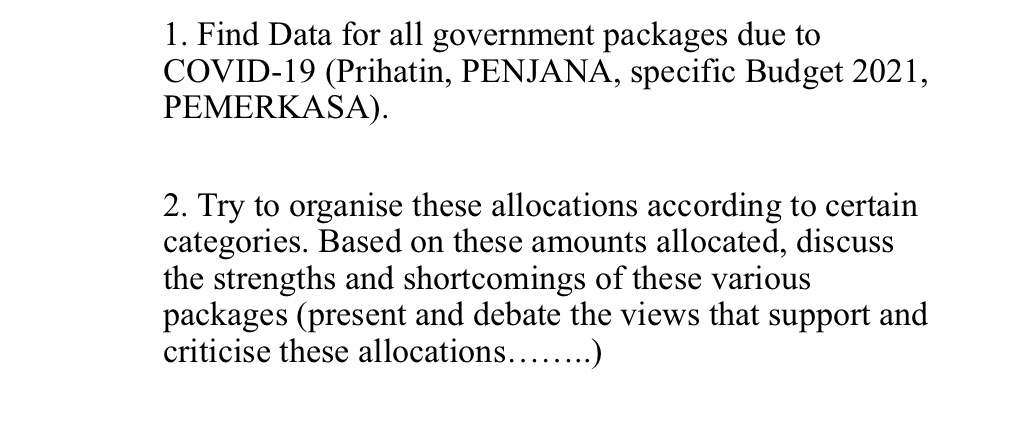 This assignment is based on Malaysia 1. Find Data for all government