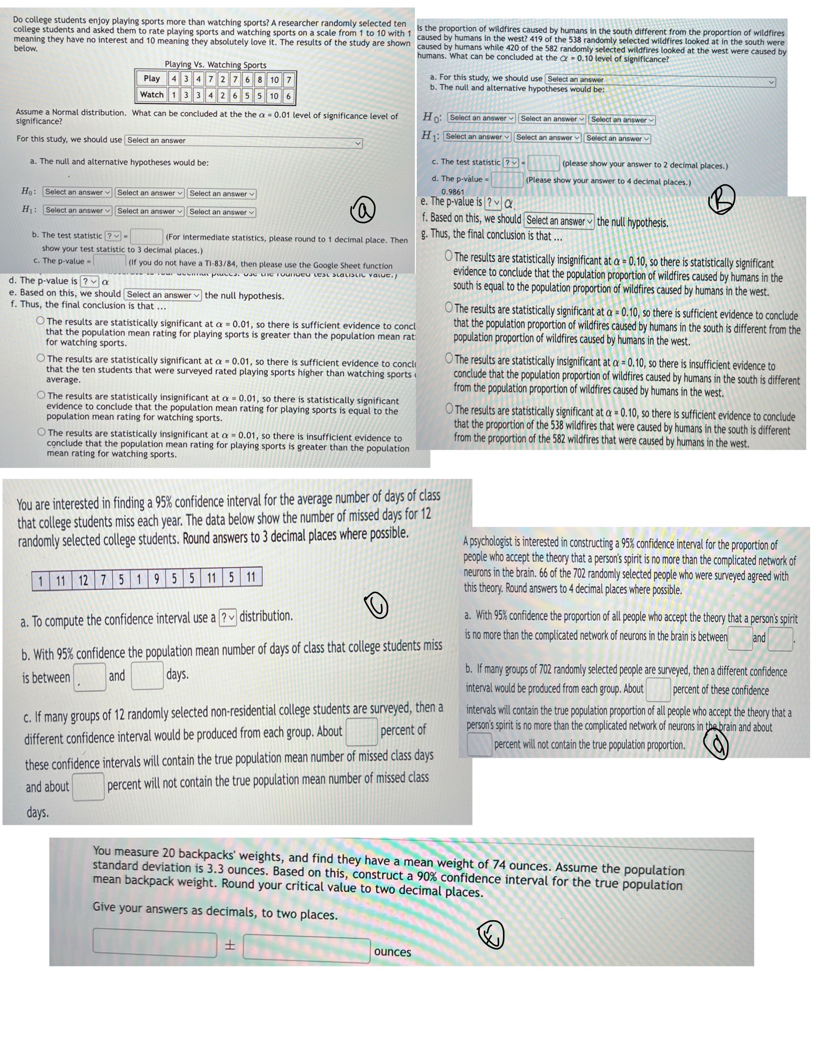 Do college students enjoy playing sports more than watching sports? A researcher